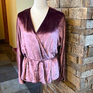 Vince velvet surplice long sleeve top size L